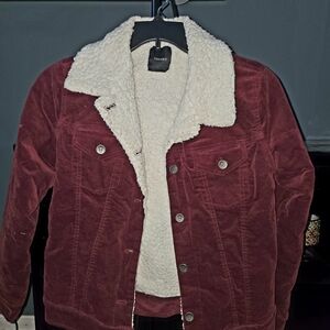 Burgundy Sherpa-Lined Jacket